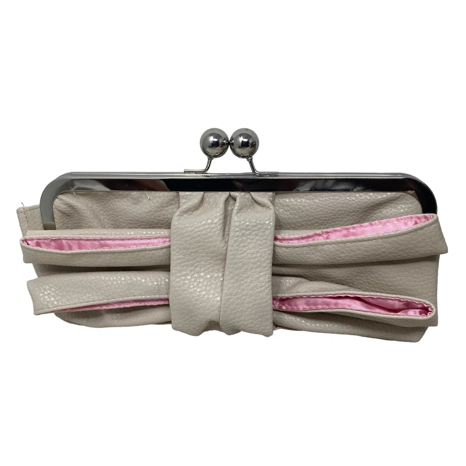 Bolso sin asas Jessica Simpson arco rosa claro 10x5 PU JS393 bloqueo de beso Foto 2 de 4