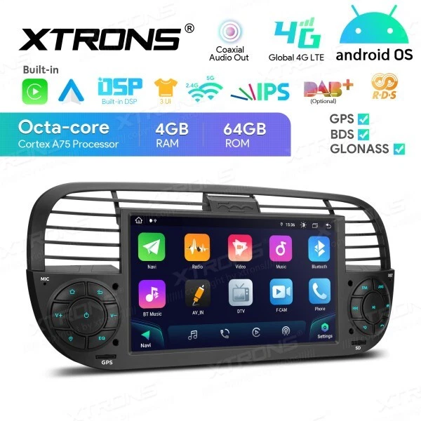 CAR TABLET NERO PER FIAT 500 AUTORADIO ANDROID OS  4G RAM + 64G ROM WI-FI GPS 7" - Imagen 2 de 4