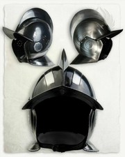 Medieval SCA LARP 18GA Steel Knight Warrior Helmet Burgonet Helmet Christmas