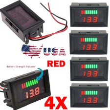 4X Red Car Marine Motorcycle LED Digital Voltmeter Voltage 12V-60V Battery Gauge