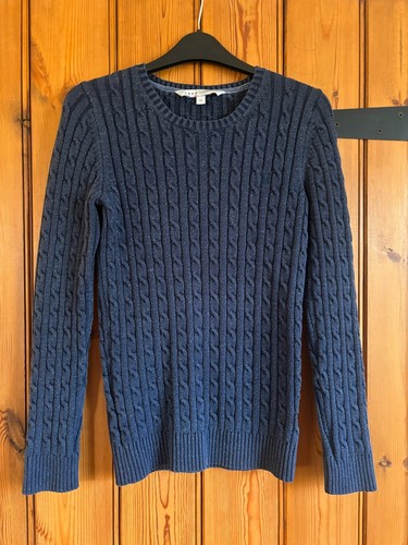 Crew Clothing Company navy cable knit jumper with metallic thread, Size 10 - Picture 2 of 4