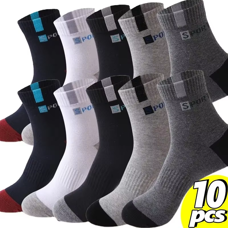 Cotton Sock for Men Sport Breathable Soft Letter Fashion Sneakers High Elastic M