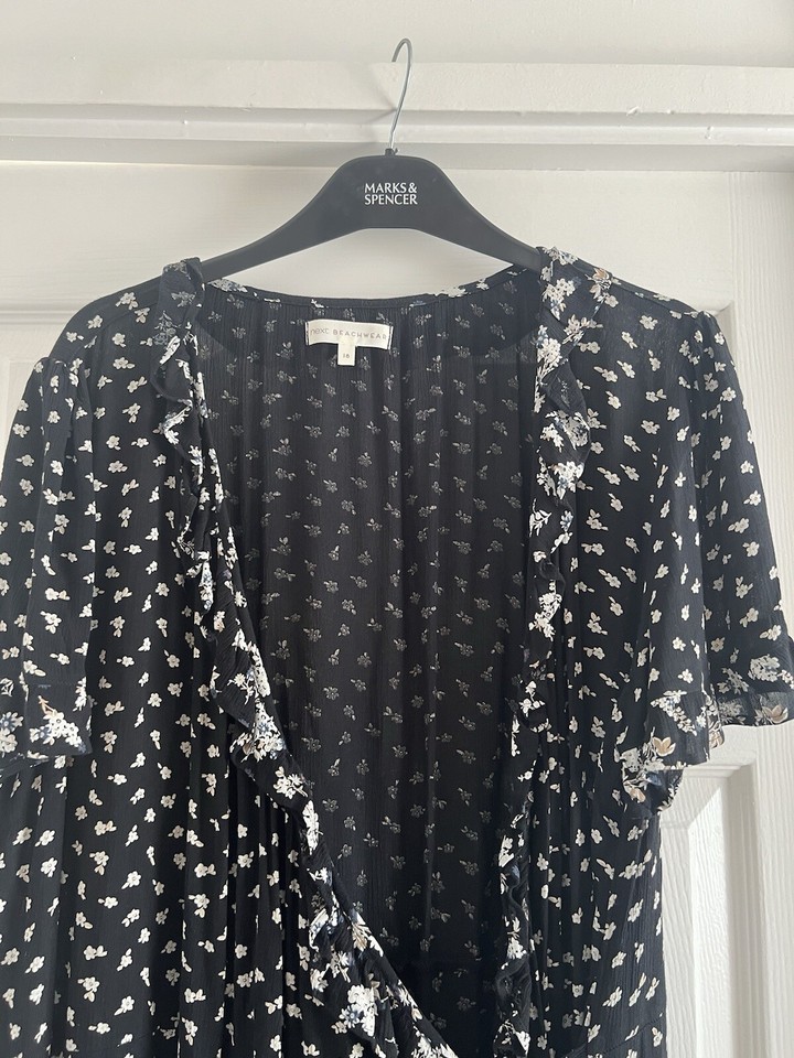 Ladies Next Black Long Maxi Wrap Dress Size 18 eBay