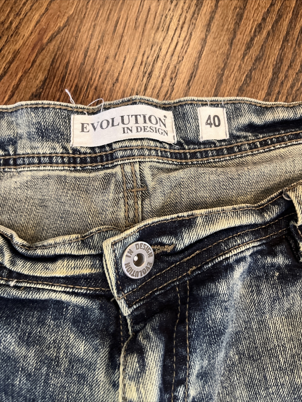 Evolution In Design - Mens Size 40 Jean Shorts Blue Denim Distressed Acid Washed - View 2