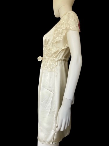 NWT Women Sleeping Robe Sexy Nightgown Cream Long Sleeve Silk Pajamas S - Picture 8 of 12
