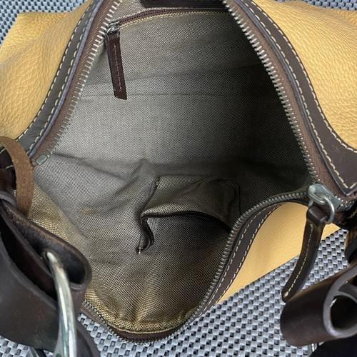 Dooney & Bourke Shoulder Bag Womens Yellow Brown Zipper Leather - Picture 9 of 14