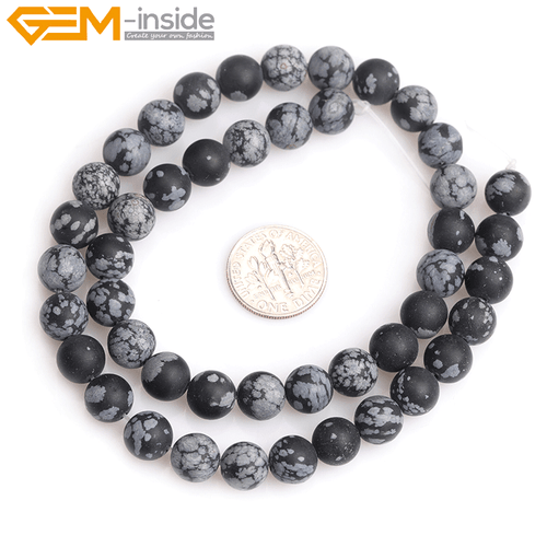 Round Forested Natural Gemstone Snowflake Obsidian Loose Beads For Jewelry 15" - Picture 9 of 36
