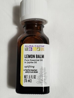 Lemon Balm Aura Cacia Pure Essential Oil in Jojoba Uplifting  0.5 fl oz (15 mL)