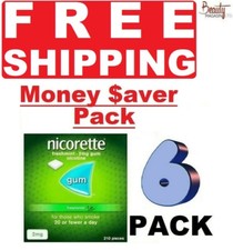 6 x Nicorette FRESH MINT Chewing Gum, 2mg,210 Pieces-FREE SHIPPING TO USA