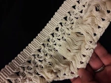 Beautiful 4" Inch Ivory Cotton Crochet Fringe Lace Trim Craft Sewing NEW NO TAGS