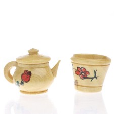 Bulk Lot of 6 Sets of Dollhouse Miniature Antique Asian Teapots and Crocks