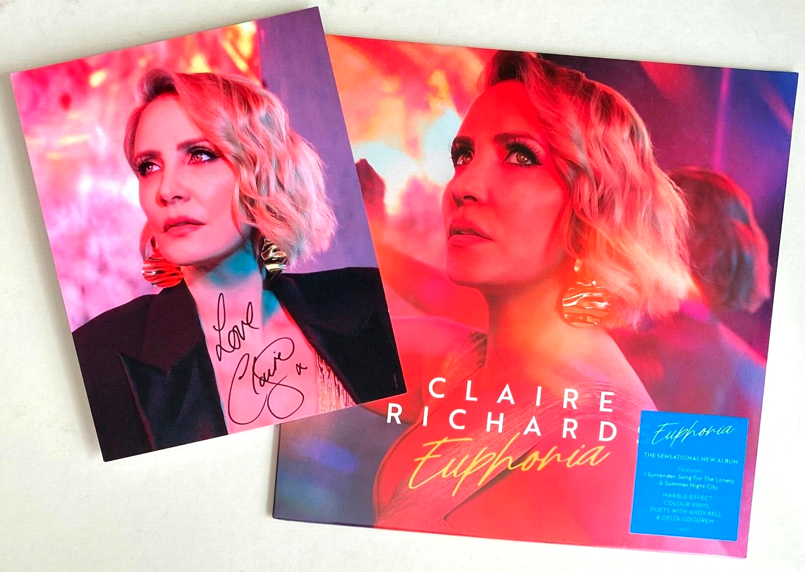 CLAIRE RICHARDS * EUPHORIA * UK LIMITED MARBLE VINYL w SIGNED PRINT * BN * STEPS