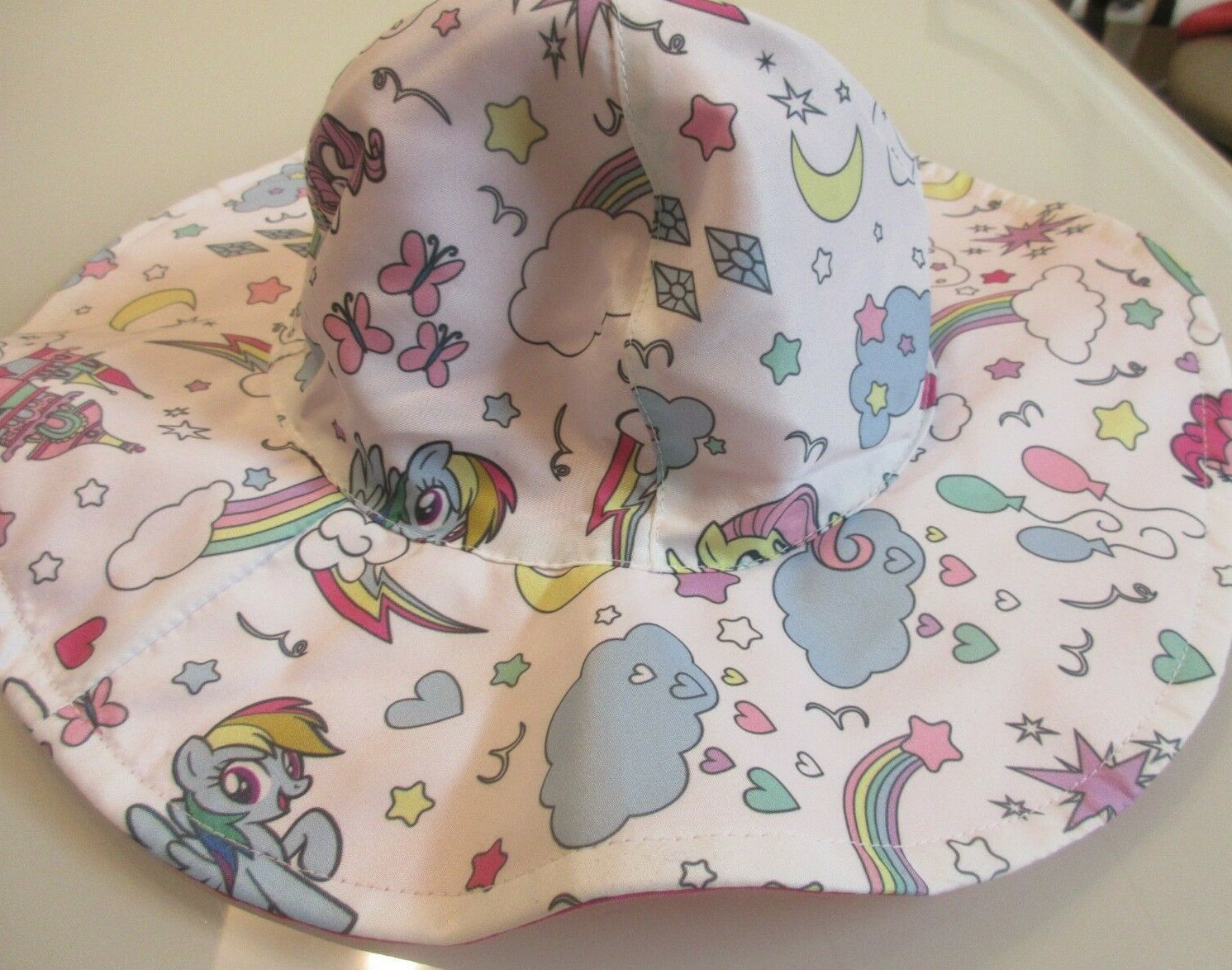 Cappello MLP My Little Pony bambino bambina bianco stampa secchiello reversibile rosa berretto sole