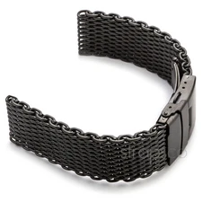 Matte Black Shark Mesh Stainless Steel Watch Band Strap