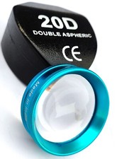 Lente azul optometría y oftálmica 20D lente bioexamen ocular sin contacto