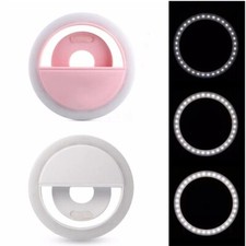 Selfie Ring -3 Dimmable Modes 36 LED Rechargeable Portable Clip-on Selfie Light
