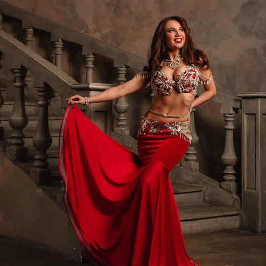 red belly dance dress Red Belly Dance Show Girl Bra And Belt