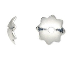 Bead Cap, 100 Small Silver Finished Brass 5x1.5mm Flower to Fit 6-8mm Beads