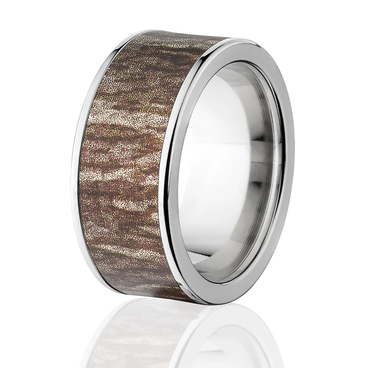 Moissanite Engagement Ring With Camo Inlay In Band - Jewelry by Johan