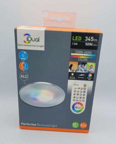 1X iDual srebrny chrom nieregulowany downlight LED RGB 7,5W IP65 - NOWY UK - Zdjęcie 1 z 3