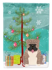 English Bulldog Grey Brindle Merry Christmas Tree Flag Garden Size BB4251GF