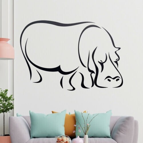 Sticker Mural Autocollant Mural Stickers Muraux Hippopotame Lignes eBay