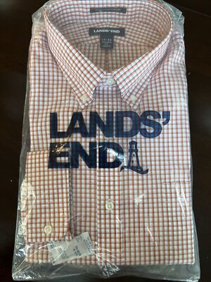 17.5 33 dress shirts NWT Men's LANDS' END Dress Shirt 17 33 Orange Shaw Grd