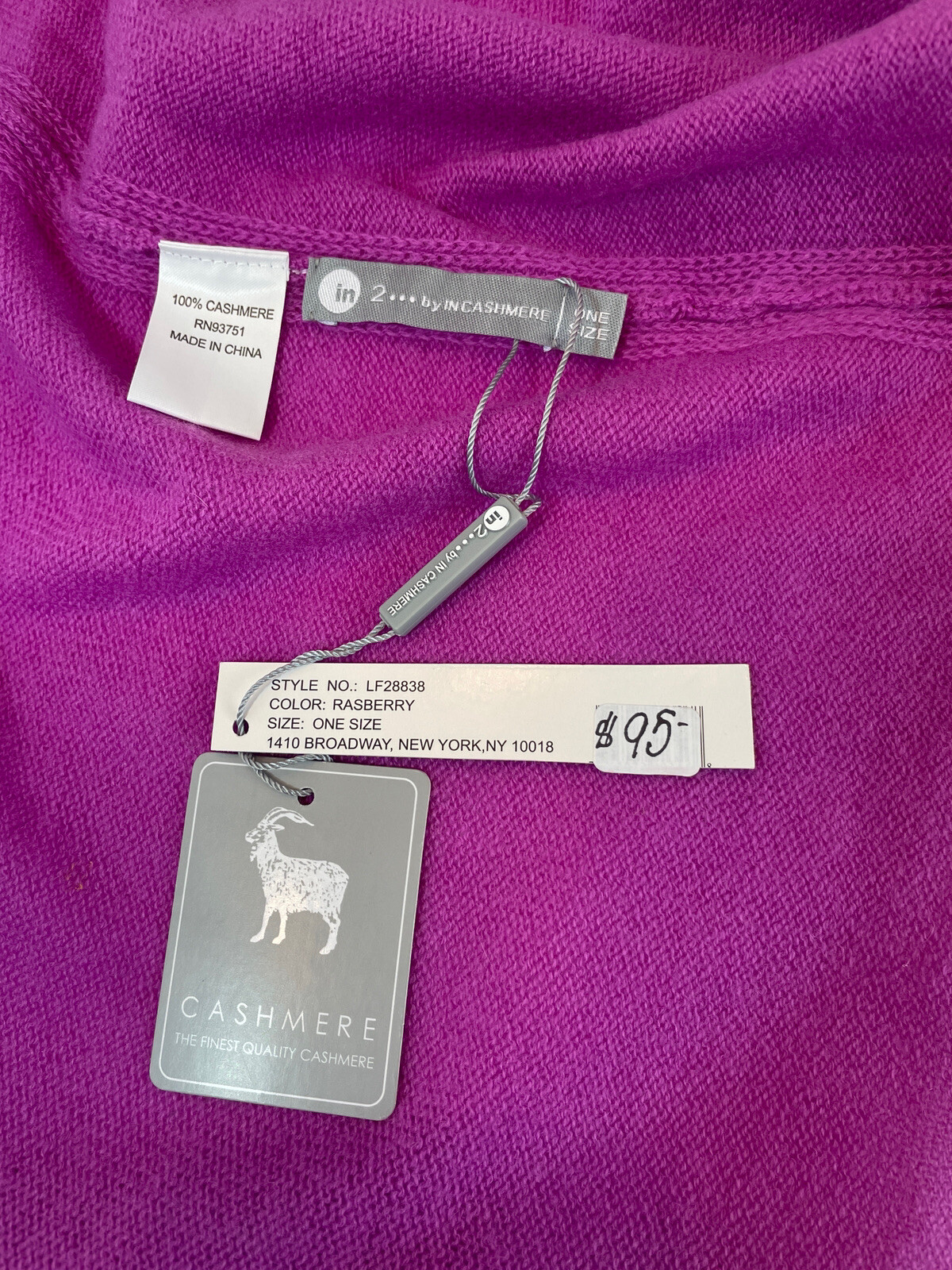 In2 By Incashmere Cashmere Poncho Raspberry Pink Topper One Size