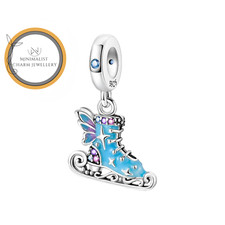 Ice Skate With Wings Charm For Bracelet, Figure Skating Charm