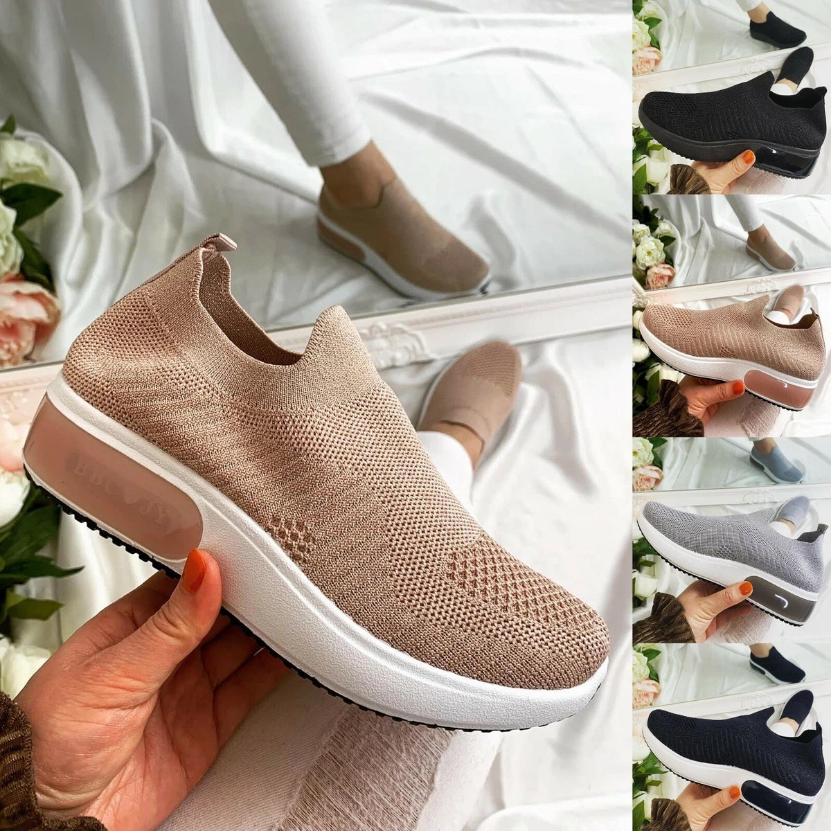 Ladies top wedge sneakers