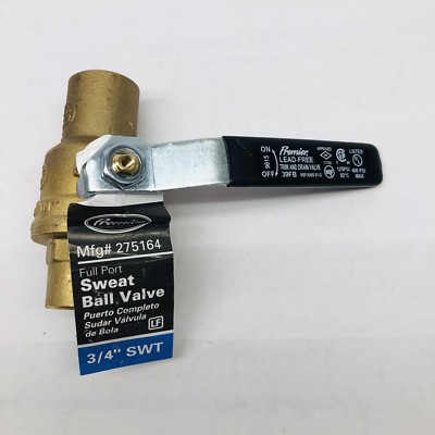 PREMIER -27514- FULL PORT BALL VALVE 3/4''LEAD FREE SWEAT BRASS