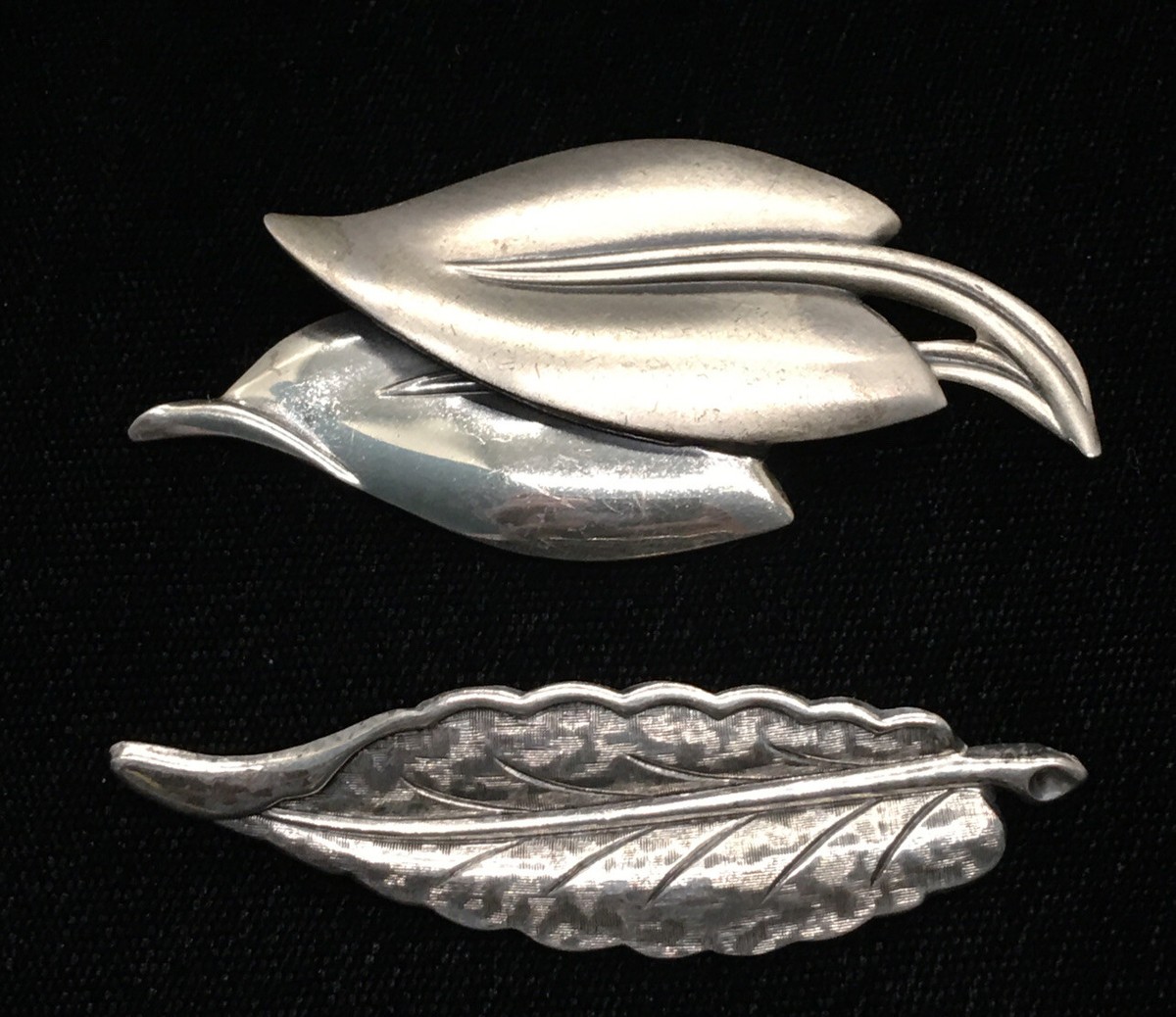 VTG Signed Beau Sterling Silver Leaf Brooch Vintage Signed Beau Sterling Silver Double Maple Leaf Leaves  main image 2