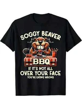 100% Cotton Funny BBQ T-Shirt - Soggy Beaver Humor for Men, Casual Loose Fit