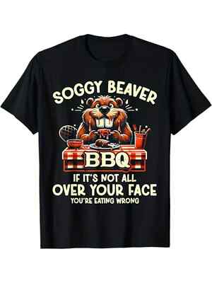 #ad #ad 100% Cotton Funny BBQ T Shirt Soggy Beaver Humor for Men Casual Loose Fit $12.58