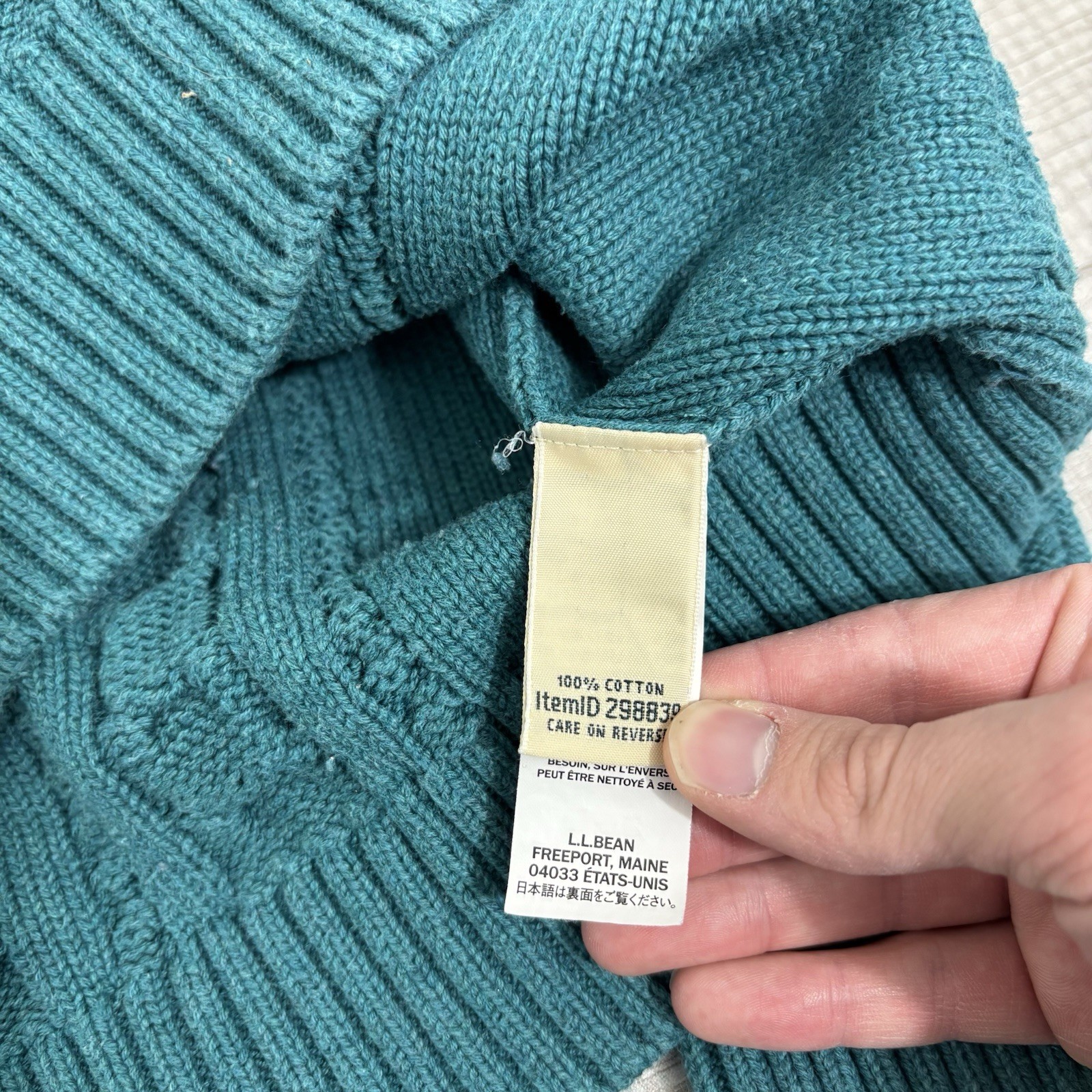 L.L. Bean Solid Teal Cable Knit Pullover Sweater … - image 4