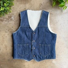 Vintage 70s Nelson Sherpa lined denim vest Men's Size Medium western