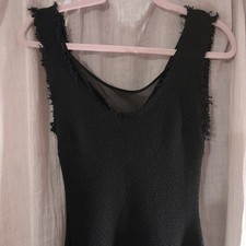 Zara Textured Knit Scoop Back Midi Dress Black NWT XS