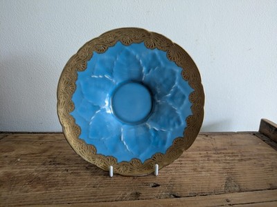 Vintage Teller Untertasse Royal Bayreuth blau mit vergoldetem Goldrand Bavaria Germany selten
