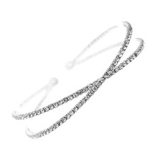 Crystal Bracelet for Women Rhinestone Cuff Bangle Silver Flexible  Adjustable G