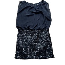 Aidan Mattox Size 6 Black Poly Chiffon Sequin Embellished Sleeveless BlousonDres