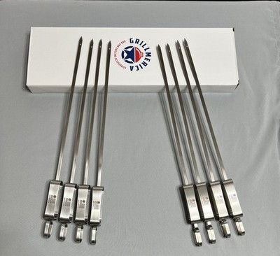 Stainless Steel BBQ Skewers 12'' Flat   8 cnt, Heavy Duty Reusable Grilling Tools