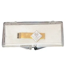 VTG 60s Cub Scouts Tie Bar Youth Size Gold-tone White Enamel BSA Clip Uniform