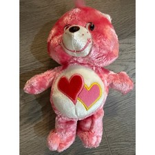 Care Bears Love-a-lot Bear Plush 10" Pink Hearts 2004 Vintage Stuffed Animal Y2K
