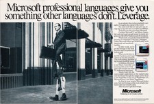 Microsoft Leverage Vintage 1989 2pg Magazine Ad Computer Software Programming