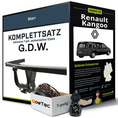 Für RENAULT Kangoo Typ KW Anhängerkupplung starr +eSatz 7pol uni 02.2008-04.2013