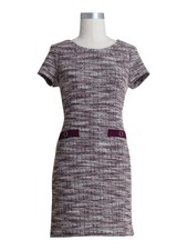 CONNECTED APPAREL Womens Dress Purple Short Sleeve Welt-pocket-Tweed Plus 24W