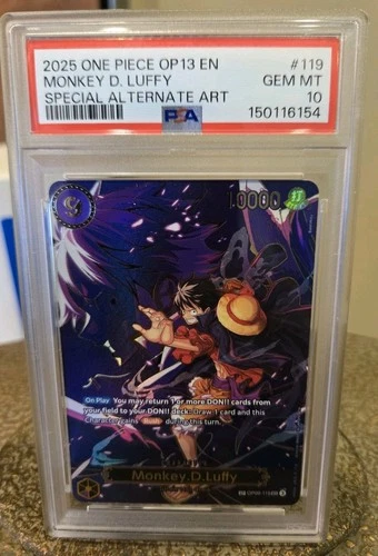 ONE PIECE OP13 CARRYING ON HIS WILL OP09-119 MONKEY D. LUFFY PSA 10 SP ALT ART