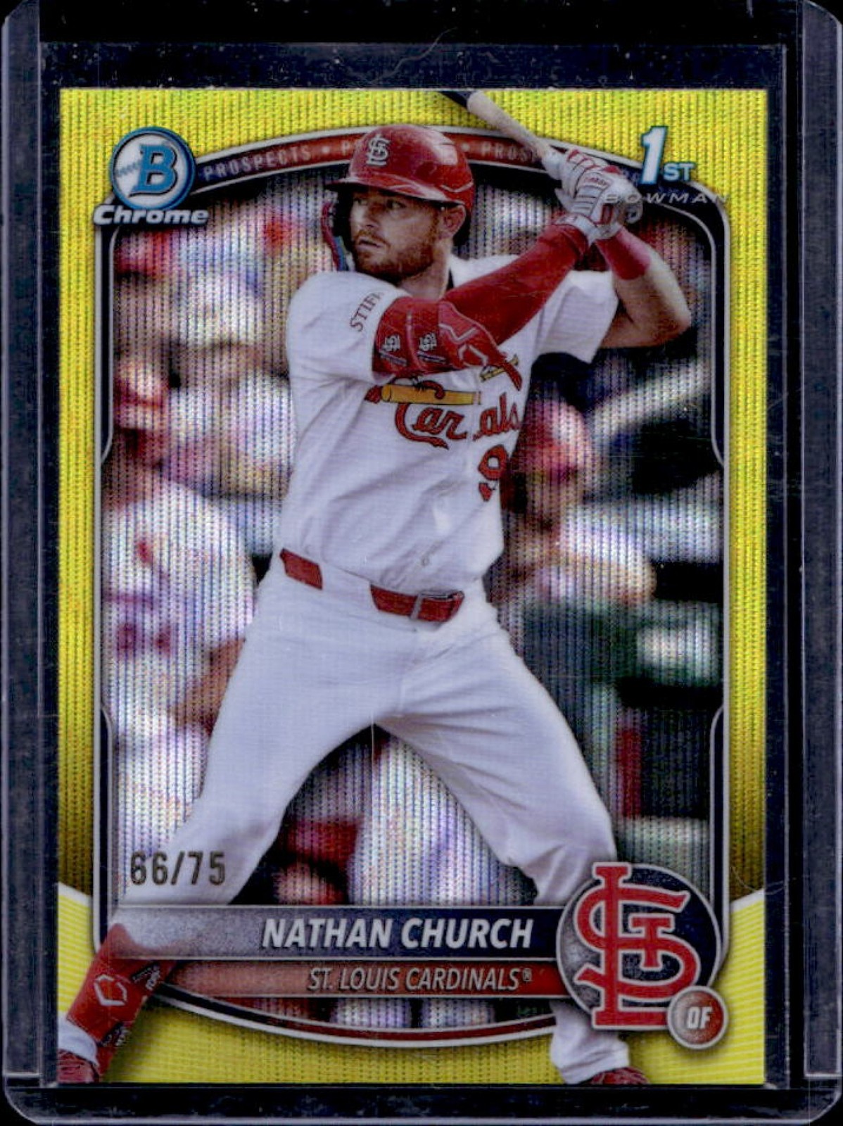 2025 Bowman Chrome Nathan Church Yellow Wave Refractor 1st #66/75