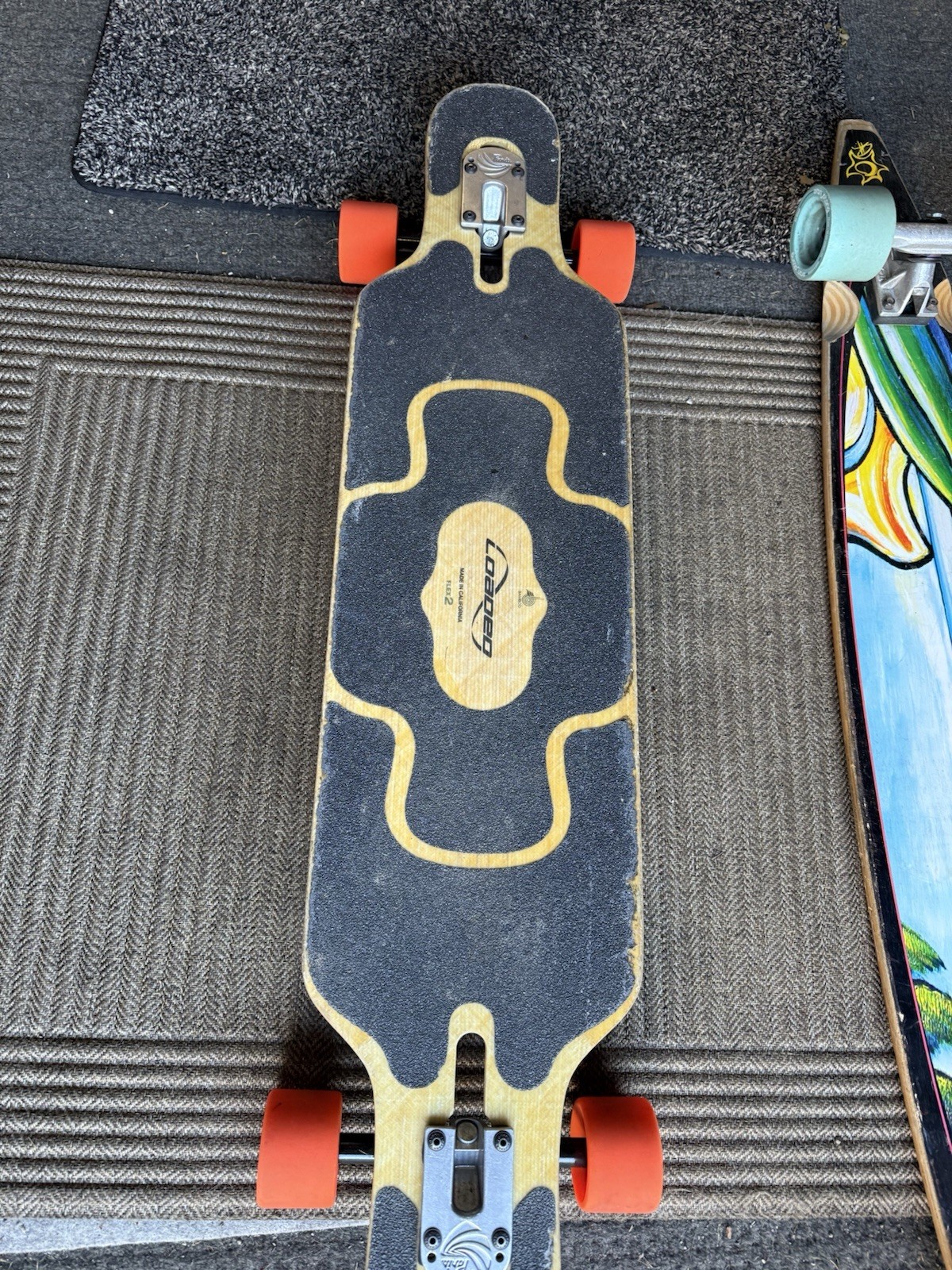 Loaded Tan Tien Drop Through Longboard Black Grip Tape Orang