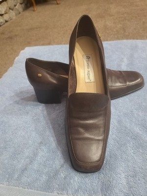 Etienne Aigner Brown Leather Block Heel Dress Shoes, Painter Women's Size 8